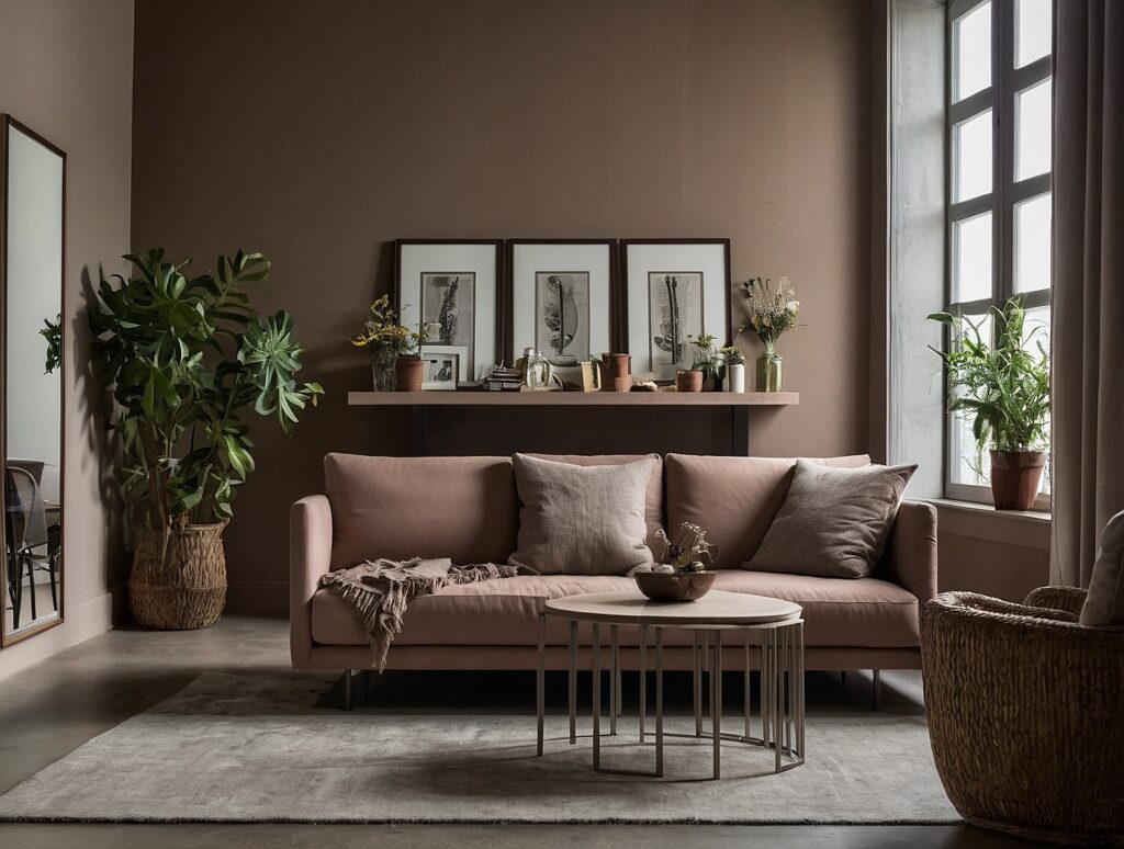 Trendfarbe Mocha Mouse Wohnzimmer mit der Trendfarbe