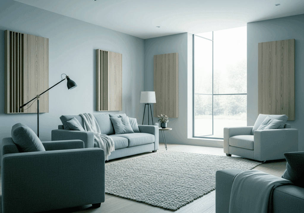 Raumakustik im Wohnzimmer an den Wänden