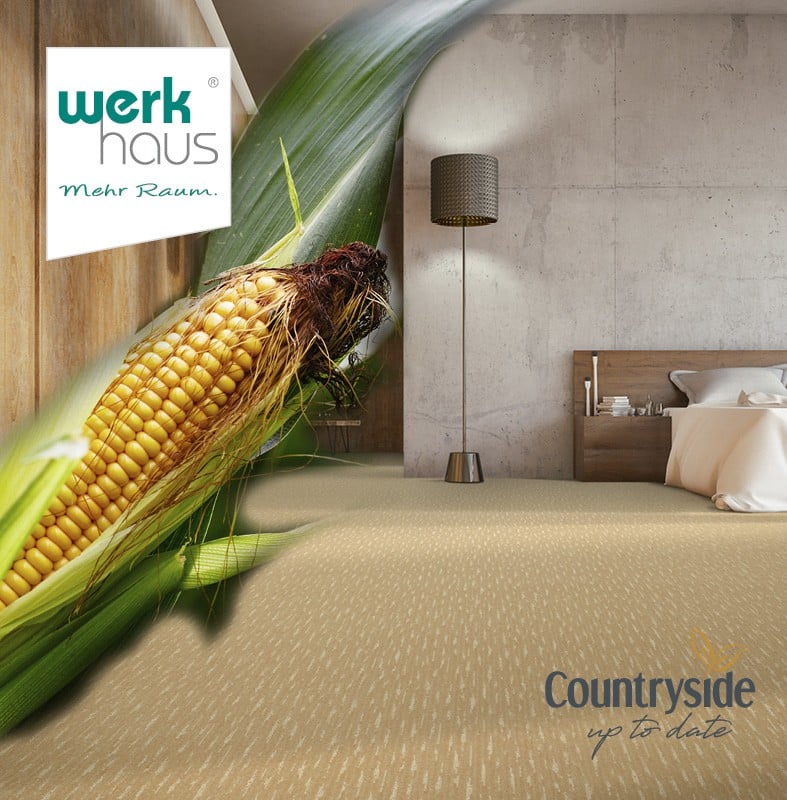 Teppich aus Maisfasern im modernen Schlafzimmer – nachhaltige Bodengestaltung von werkhaus